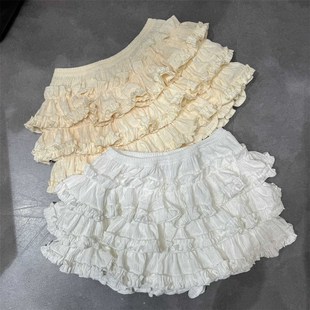 春田花园芭蕾风小个子少女感百搭蛋糕裙立体压皱蓬蓬裙南瓜裤褶皱