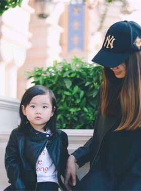 女童皮外套3男童机车夹克4岁宝宝小皮衣5母女洋气亲子装母子秋冬6