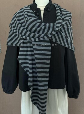 此外 柔软条纹大披肩女秋冬新款保暖搭配叠穿针织披风气质上衣潮