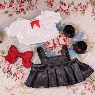 20cm厘米娃衣吊带皮裙套装半身裙小皮鞋棉花娃娃衣服公仔替换服装