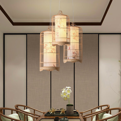 鸟笼吊灯新中式竹编吊灯客栈客厅书房茶楼会所创意装饰茶室吊灯具