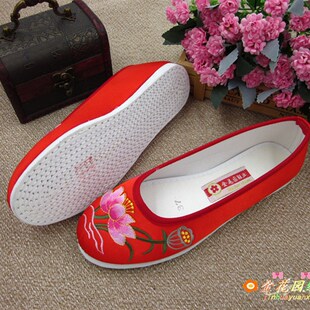 千层底布鞋女布底鞋民族风寿鞋莲花女款汉服鞋子绣花鞋配旗袍古风