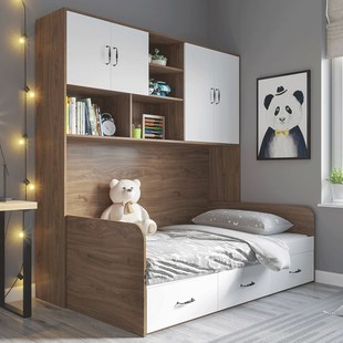 榻榻米衣柜床组h合儿童房一体北欧卧室小户型家具储物床带抽屉定
