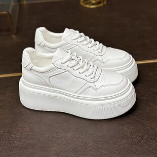 平厚底增高8cm小白鞋真皮超轻松A糕高底板鞋2025新款春款单鞋女款