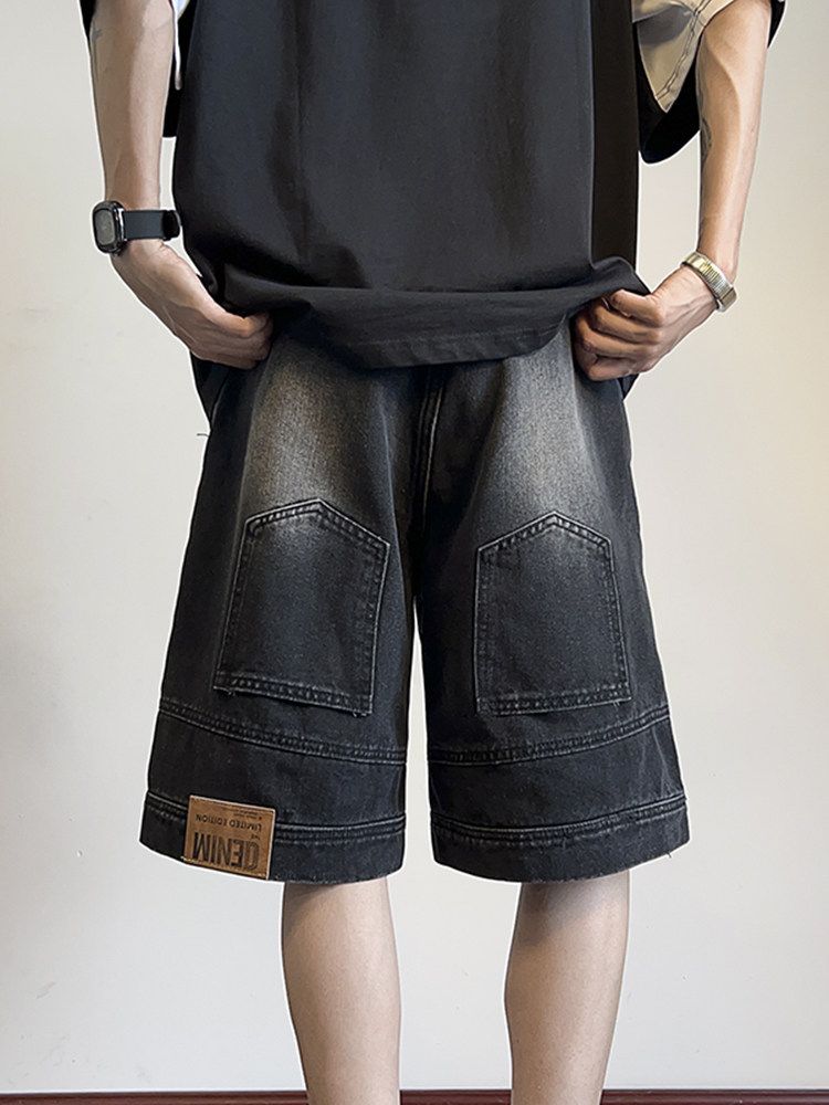 300斤大码男装反穿牛仔短裤男美式潮牌宽松百搭港风休闲阔腿中裤2,男装,短裤,淘宝优惠券,粉丝福利购,淘宝优惠卷