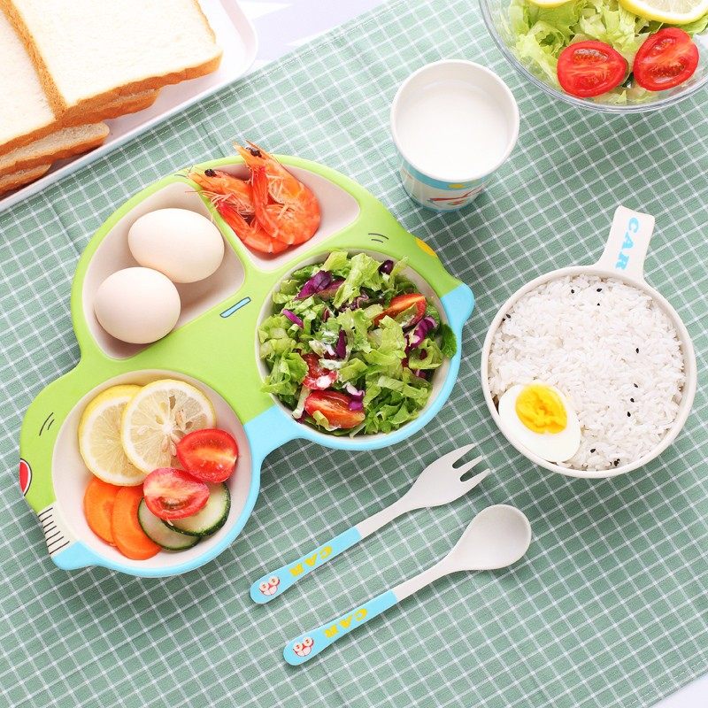 竹纤维儿童防摔餐具吃饭餐盘分隔格婴儿饭碗宝宝辅食碗叉勺子套装,餐饮具,餐用托盘,淘宝优惠券,粉丝福利购,淘宝优惠卷