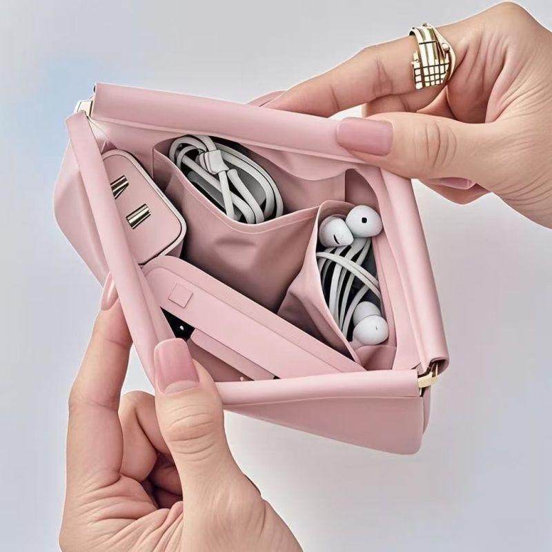 弹片收纳包数据线自动闭合便携包口红包大容量简约钱袋W,收纳整理,弹片收纳包,淘宝优惠券,粉丝福利购,淘宝优惠卷