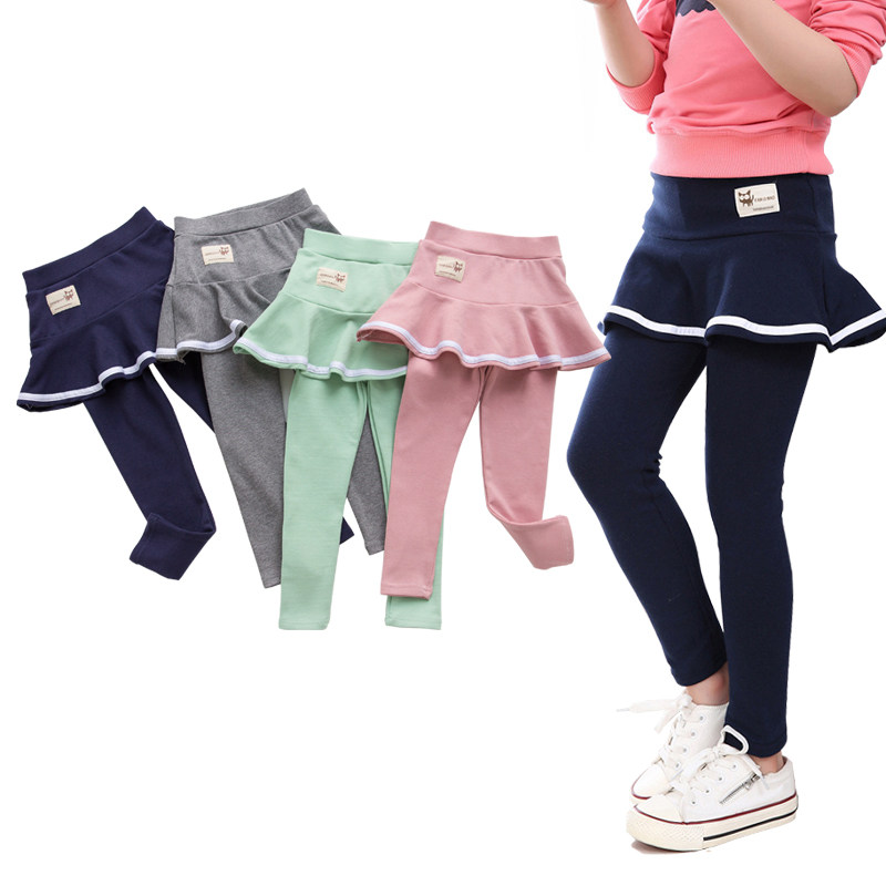 学院风女童裙裤假两件2022春秋学生纯棉短裙小童打底连裤裙荷叶边