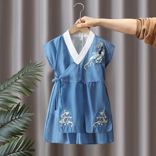 汉服男童夏季2025新款古风帅气新中式古装儿童薄款超仙中国风套装