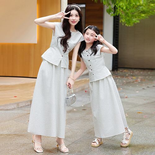 亲子装夏款2025新款套装母女装连衣裙洋气女童裙子夏季短袖公主裙