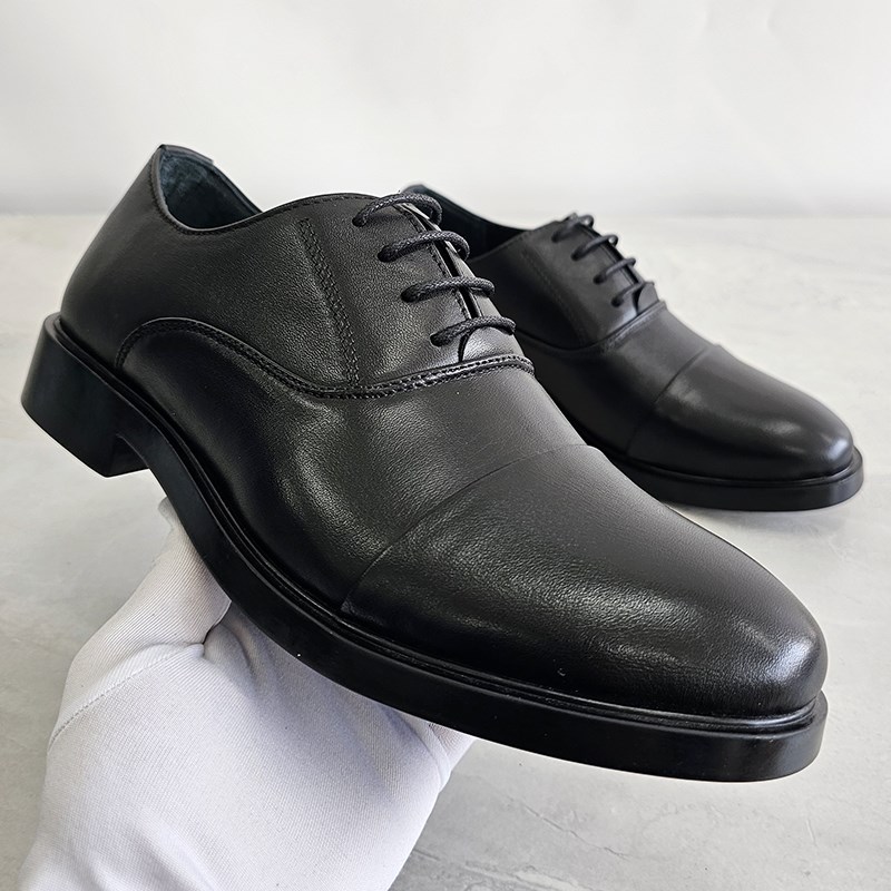 欧版~手工牛皮~高级感英伦风正装皮鞋男系带三接头通勤商务牛津鞋