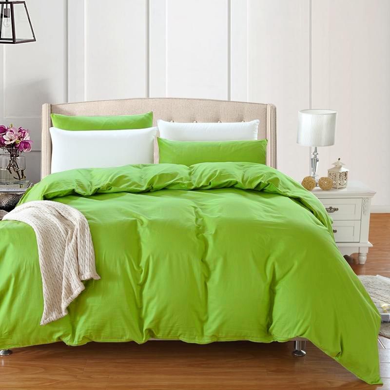全棉四季款简约素色果绿色单品被套纯棉斜纹活性印染纯色绿被罩
