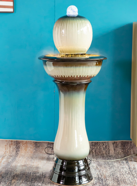 创意中式流水g生财摆件陶瓷循环水家居加湿喷泉办公室玄关开业礼