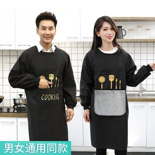 反穿工作服定制大人罩衣 时尚 围裙家用厨房女防水防油餐饮长袖 男士