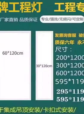 集成吊顶600x120m0led平板灯300x1200面板灯铝扣板吊装灯格栅灯盘