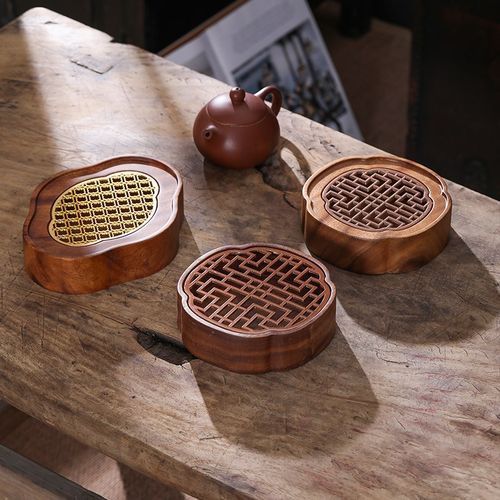 实木储水式壶承茶盘新中式小型干泡台家用胡桃木干泡紫砂壶淋壶垫