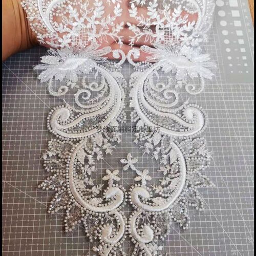 珠绣重工布贴 新娘婚纱礼服童装DIY装H饰 刺绣珠绣亮片绣 活动价