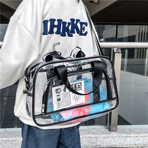透明旅行包女夏季大容量PVC游泳健身沙滩果冻包男单肩斜挎手提袋