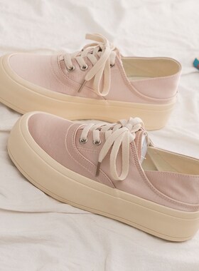 秋季绸面粉色帆布鞋女款202x4新款百搭懒人一脚蹬小白鞋布鞋配裙