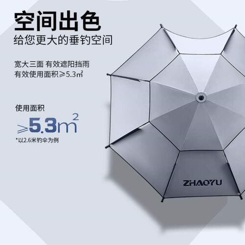 高端新型渔具户外黑胶钓伞加厚专业拐杖伞大钓鱼钓伞2023防晒万向