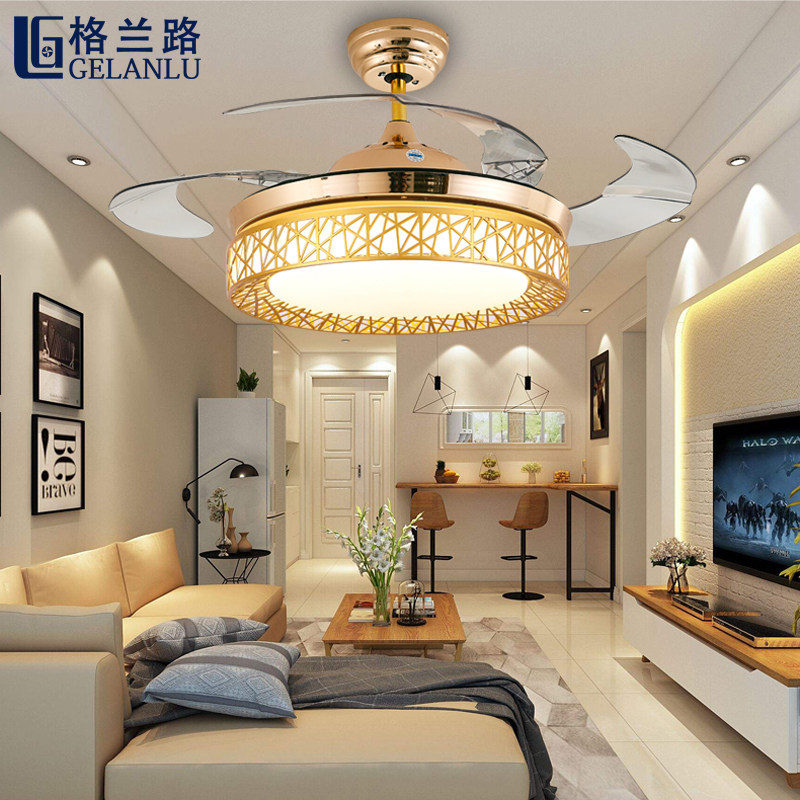 隐形吊扇灯歺厅客厅加带吊灯二合一餐厅家用电风扇灯扇厨房有110V