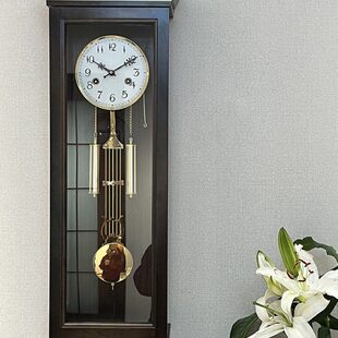 大号挂钟现代简约风欧式高档实木机械挂钟整点报时上链发条钟