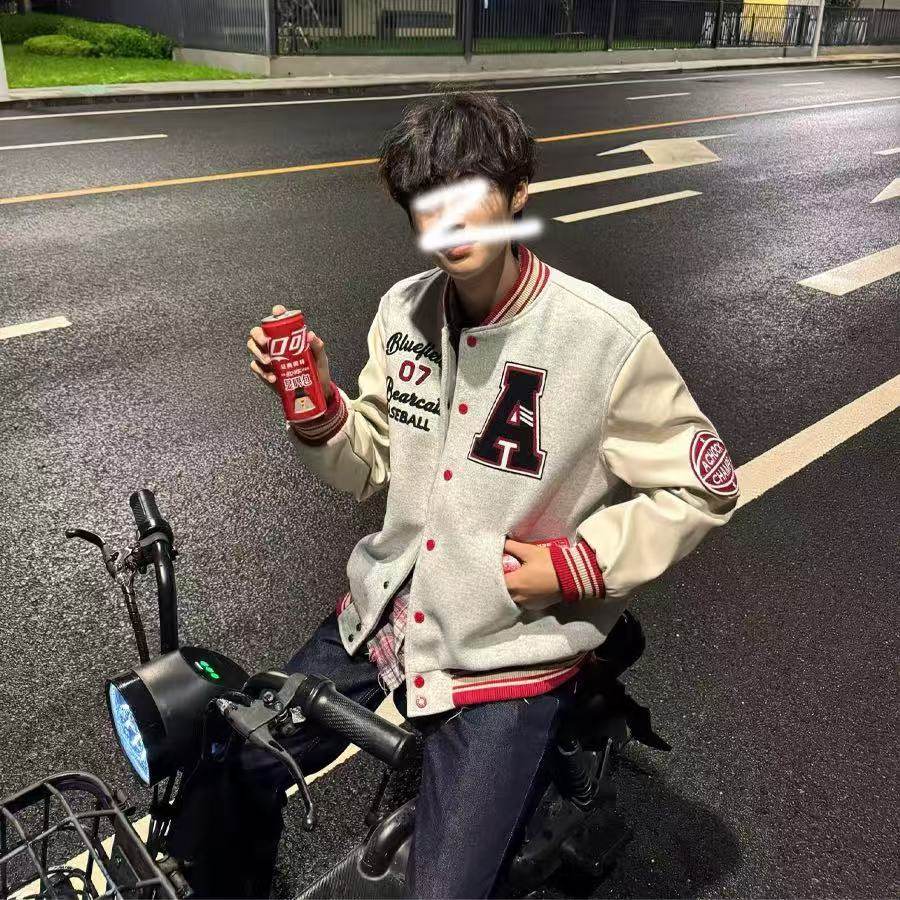 美式字母A刺绣棒球服男女春秋潮牌欧美高街oversize休闲情侣外套