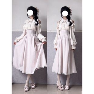 绝美气质裙子 日系清楚系拼接收腰连衣裙女秋冬新款 雪音铃兰