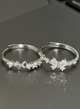 甜心公主森系蝴蝶锆石戒指女款