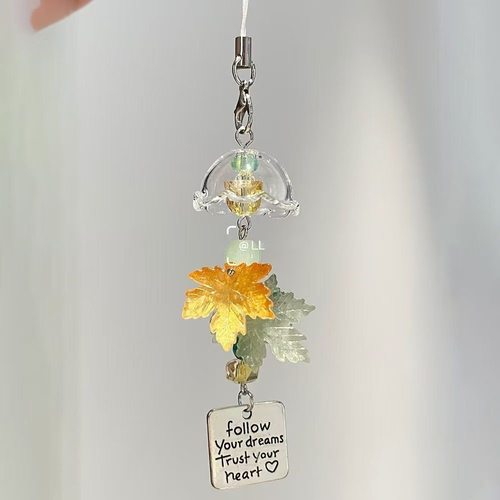 ins高颜值枫叶ccd风铃手机链挂件