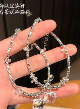 碎银KT猫手绳手链女轻奢百搭可爱
