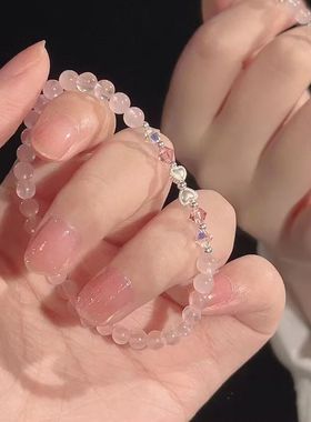 蜜桃汽水甜美蝴蝶结串珠手链学生