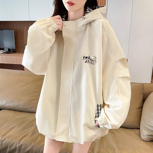 格纹冲锋衣外套女2026新