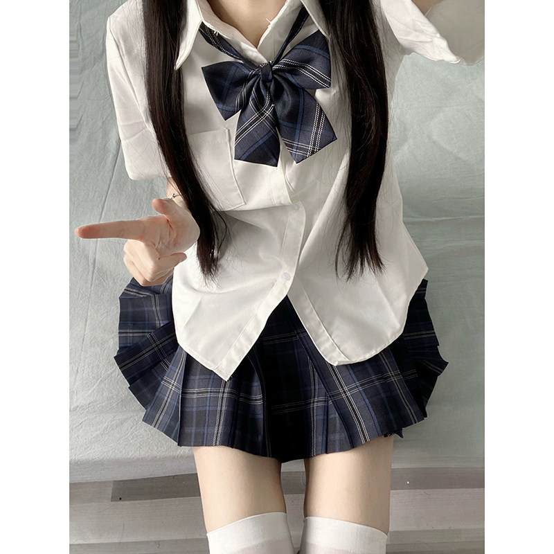 原创正版jk制服套装半身群格裙女学院风校供感高腰百褶裙夏季短裙