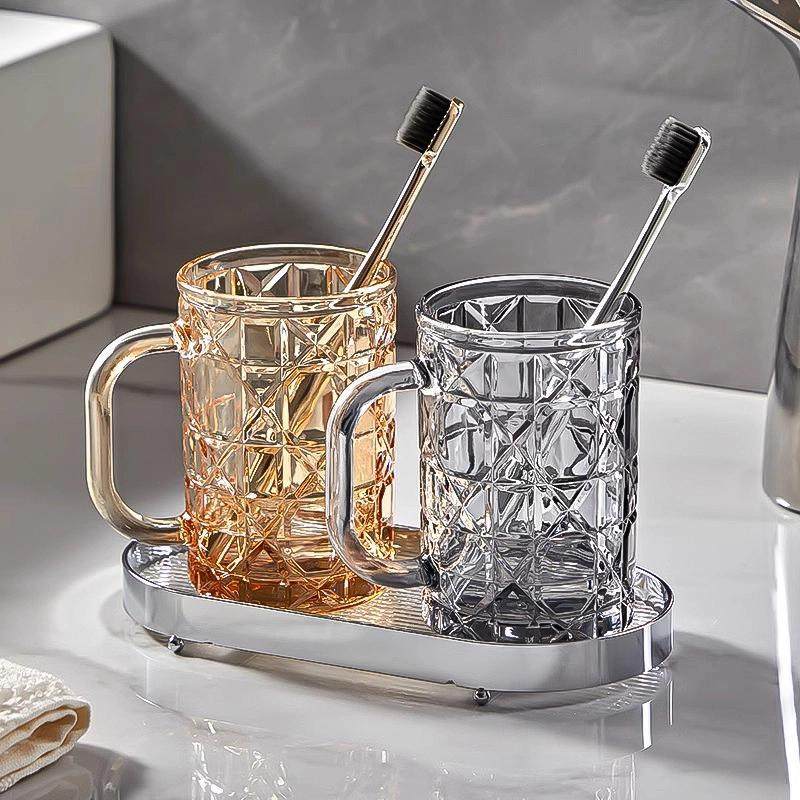 玻璃漱口杯家用轻奢洗漱杯情侣刷牙杯子口杯牙刷杯牙具带托盘套装,家庭/个人清洁工具,洗漱杯,淘宝优惠券,粉丝福利购,淘宝优惠卷