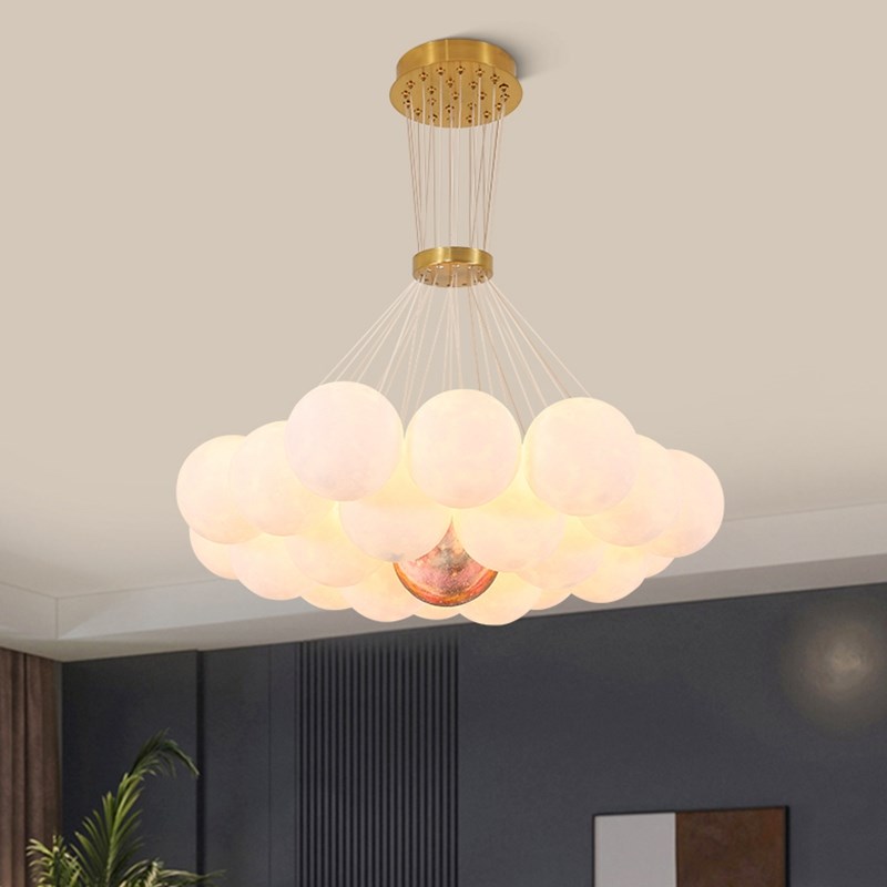 现代简约客厅吊灯卧室酒r店大厅大堂创意3D打印泡泡球圆球月球灯