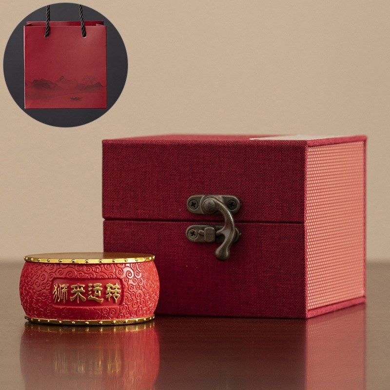 创意特色国风圆形鼓n摆件桌面工艺品文玩茶宠底座杯垫茶托盖置底