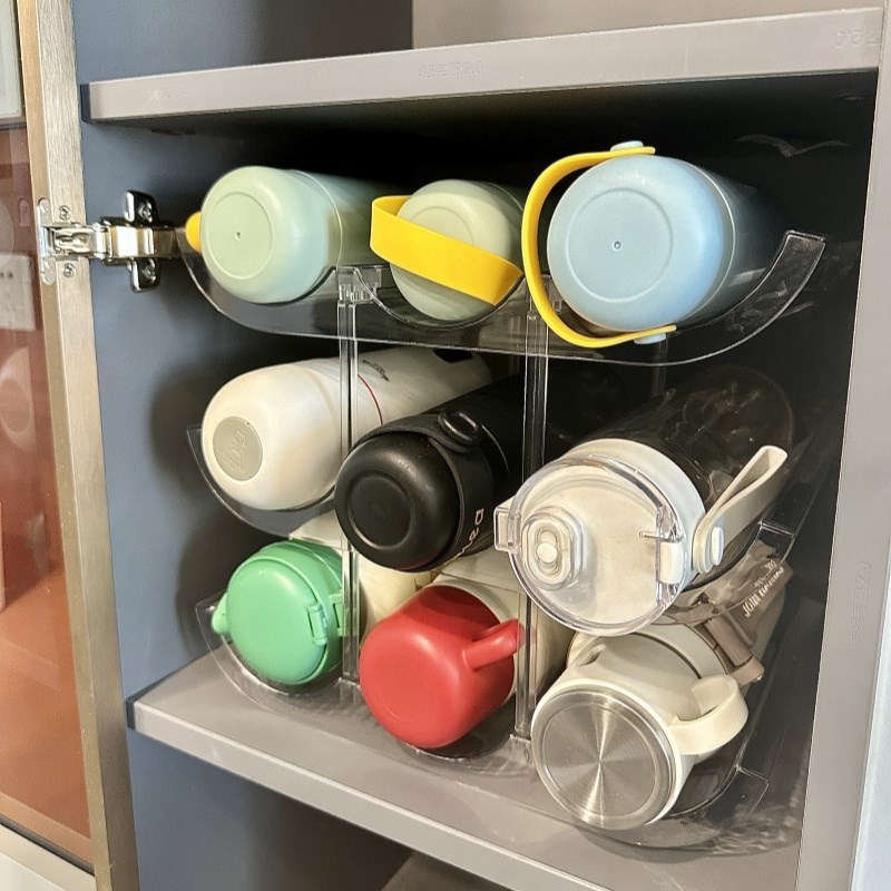 家用水杯收纳架杯子红酒桌面防尘置物架可叠加P透明茶杯保温杯放