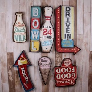 复古做旧酒吧咖啡厅KTV会所墙面BEER箭头软装 壁饰挂件 铁艺个性