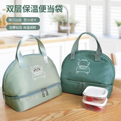 刚巧手提保温袋加厚铝箔学生上班族日式双层大号便当包户外饭盒袋
