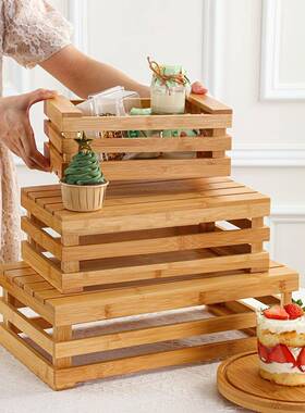 BTV糕4面台包篮子木质收纳框野户外餐复古蛋台F769JMHS摆展示架森