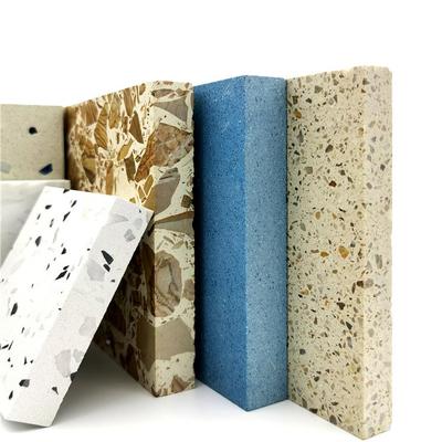 云浮厂家浅面蓝色人造石2面无板场机水磨石大板商墙地面台面装饰