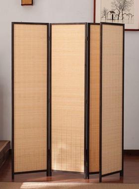 简易竹子实木屏风推房间隔断墙移动客厅进折门简约叠卧室遮PYR挡