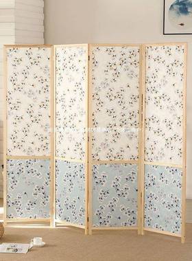 实木NTB隔布屏风帘断玄现代艺简易客厅书房卧室家用移关动推拉折