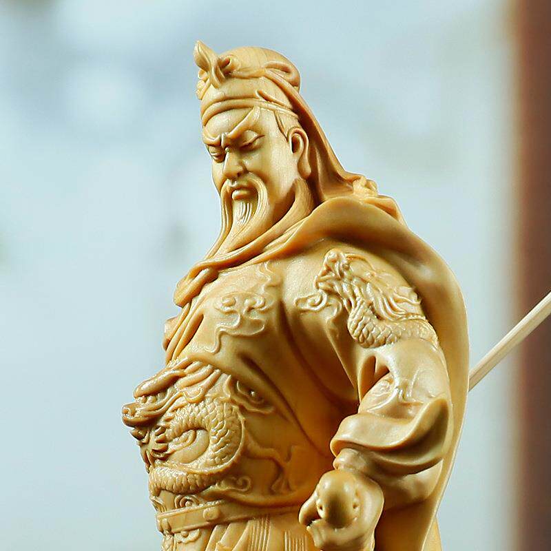 木雕财关公武神像黄MNJ木刻工艺品杨家居关二爷人雕物摆件