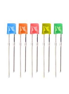 234直插方形头发光二极管蓝光聚光LED方形指示灯珠蓝色长脚