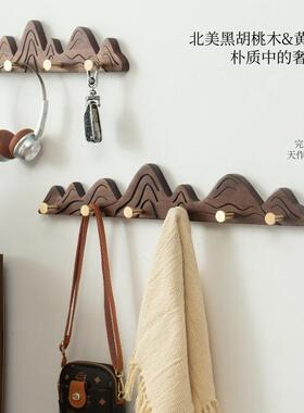 创意简挂升级加厚衣架室木制入户壁墙上墙壁衣挂钩玄关挂卧约免打