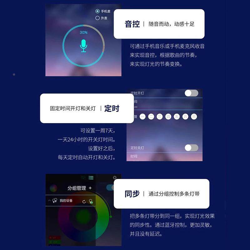 氛d七彩RGB灯带AP控制渐变霓虹围智能遥控5050直播间幻彩变色leP