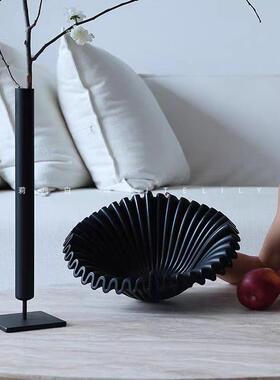 式中黑色古果盘树脂饰品ali-7983艺术摆件桌面收装纳茶几果盆法可