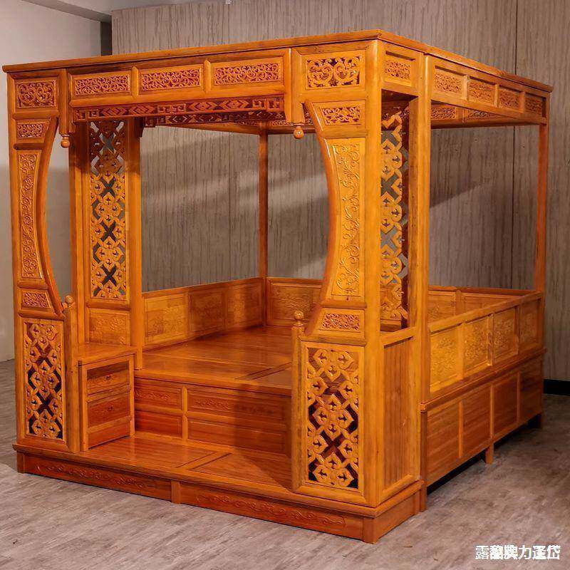 老洞式仿古典代家具红TIY花梨实子木月床千工拔式踏步床雕花架床